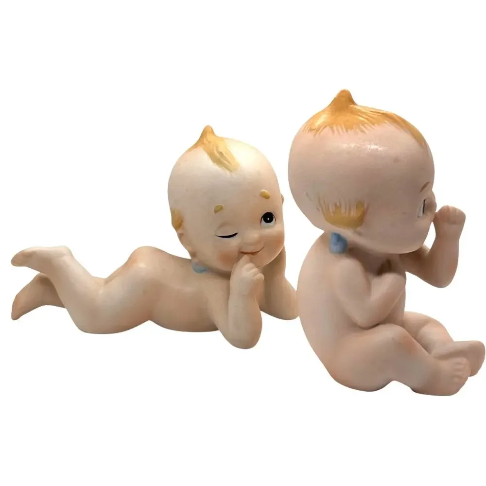 2 Vintage 1960's Lefton Kewpie Dolls Baby, Bisque Figurine, Excellent Condition